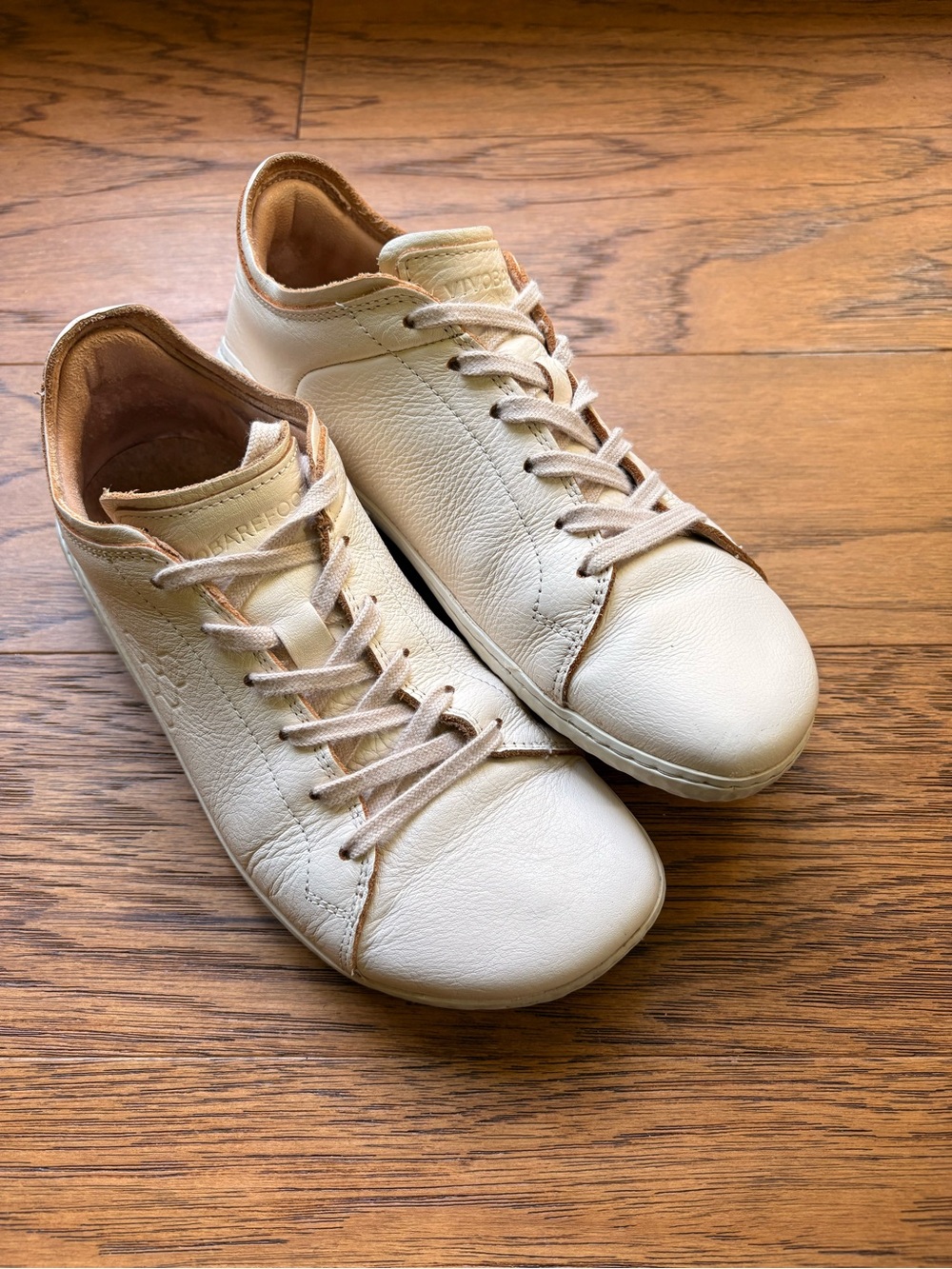Vivo Barefoot Geo Sneaker Cream Leather Women's with Tan Accents
